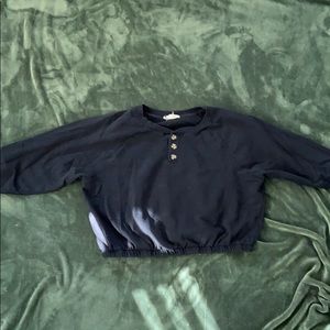 Black fleece button sweatshirt